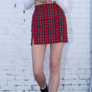 brandy melville red plaid cara skirt